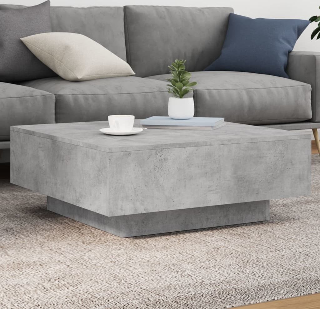Maison Exclusive - Couchtisch mit LED-Leuchten Betongrau 80x80x31 cm