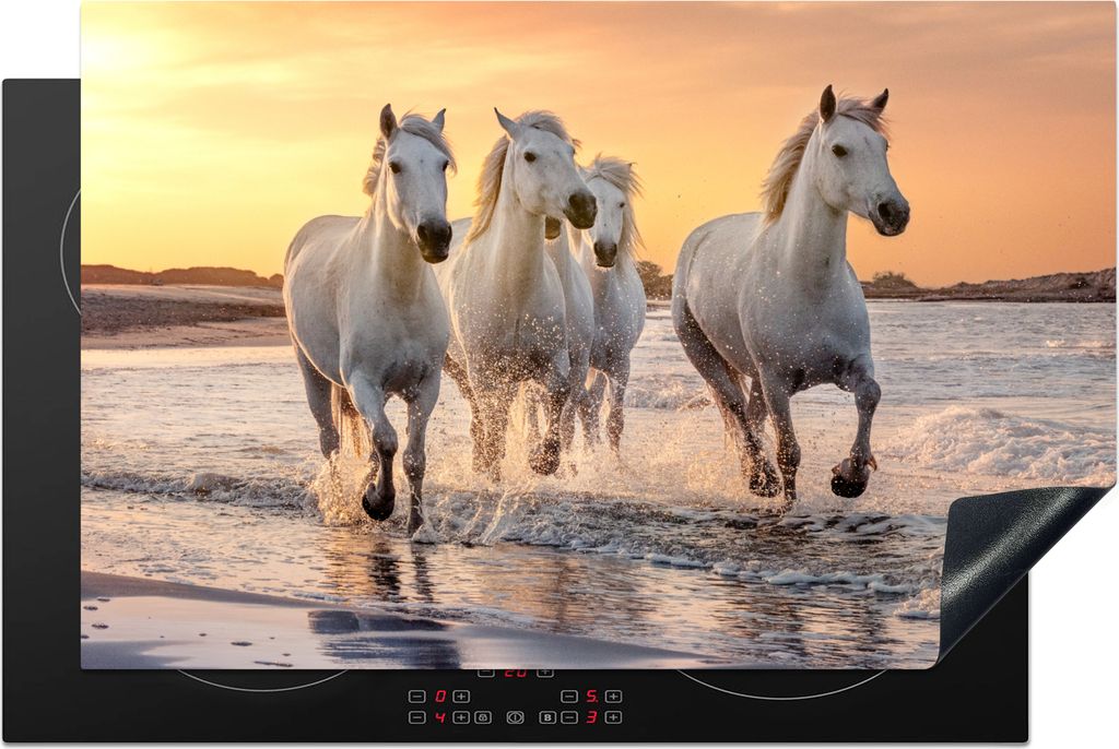 KitchenYeah Herdabdeckplatte Pferde - Sonne - Meer - Strand - Tiere , 81x52cm, Küche Deko, Glaskeramikkochfeld Herdabdeckung, Abdeckplatte fùr ...