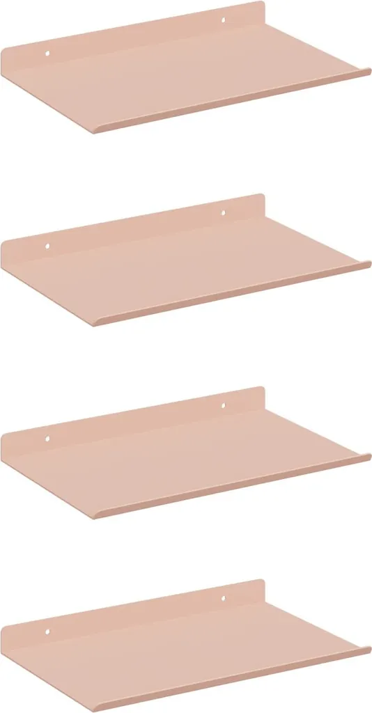 Set 4 Scaffali Parete Acciaio Rosa 30x18x2,5cm | Alta Resistenza