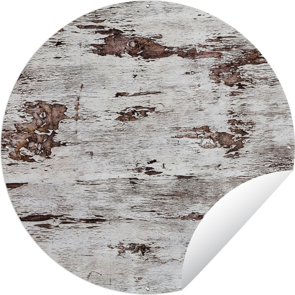 MuchoWow Gartenposter Outdoor-Poster Rund Birke - Holz - Textur Ø 90 cm Gartendeko Rundes Poster draußen