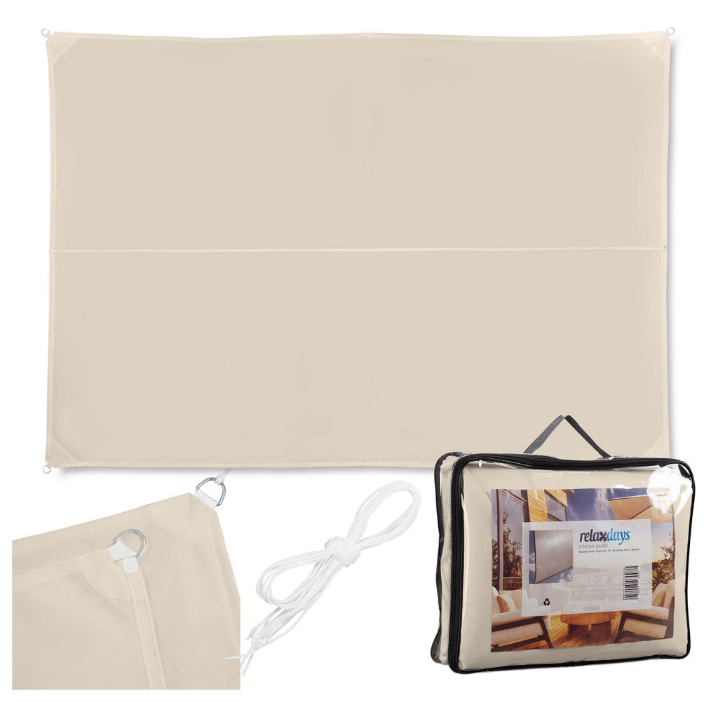 relaxdays Rechteckiges Sonnensegel beige