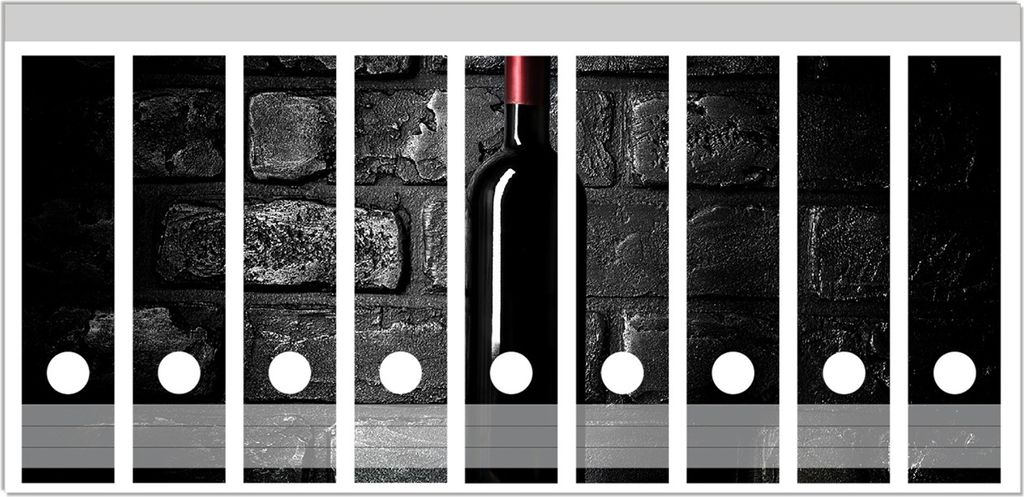 Wallario Ordnerrücken Sticker, selbstklebend für breite Ordner, 9 Stück, Motiv Rotwein-Flasche am Abend