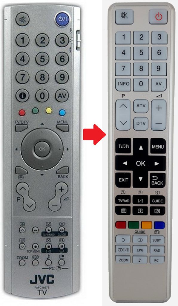 Ersatz Fernbedienung passend für JVC LT-37DR1BU | LT-37DR7BJ/P | LT-37DR7SJ | LT-42DY8ZJ | LT-42G80BU | LT-42G80SU