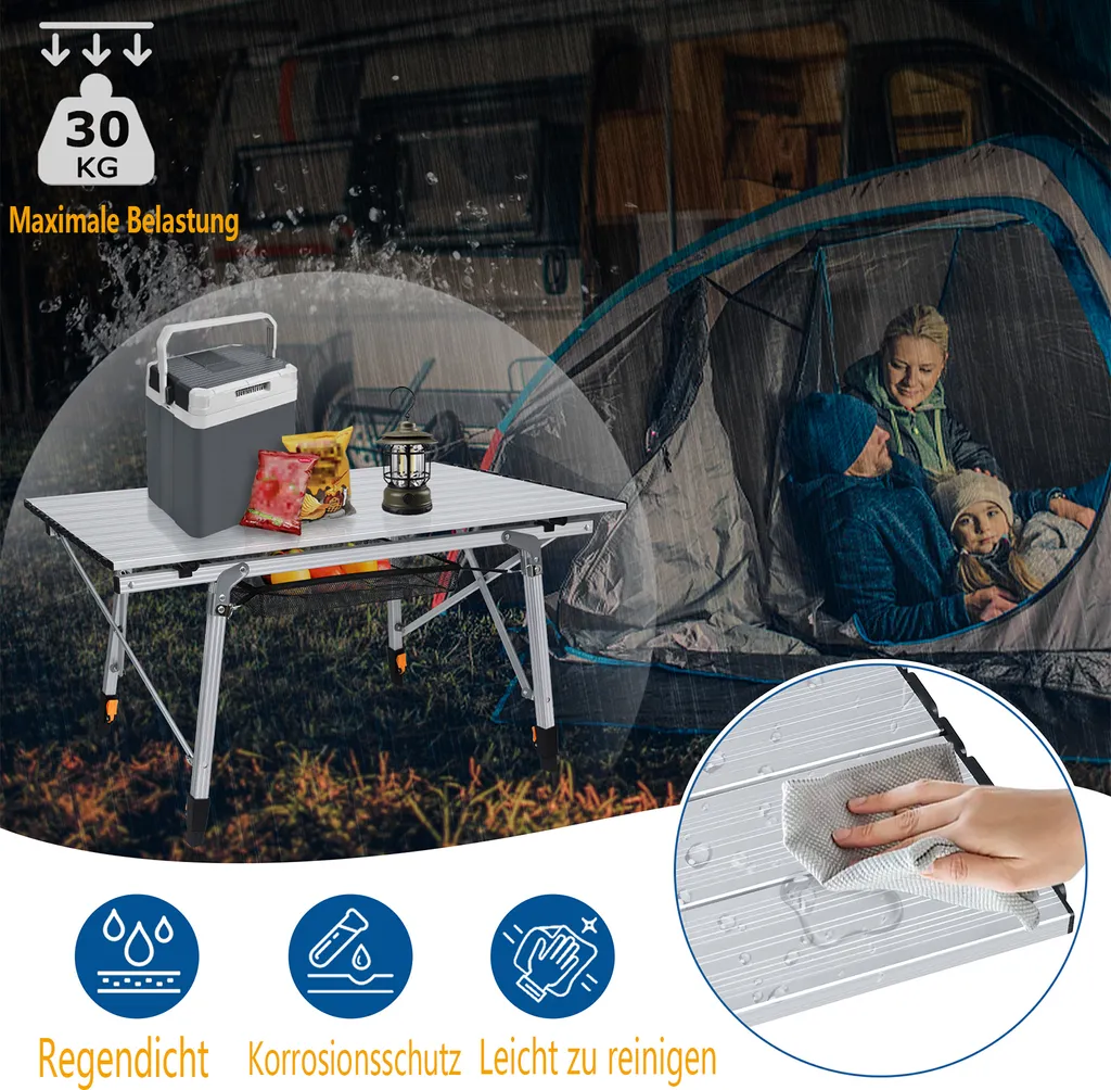 Table pliante de camping stable et compacte avec hauteur réglable - 20