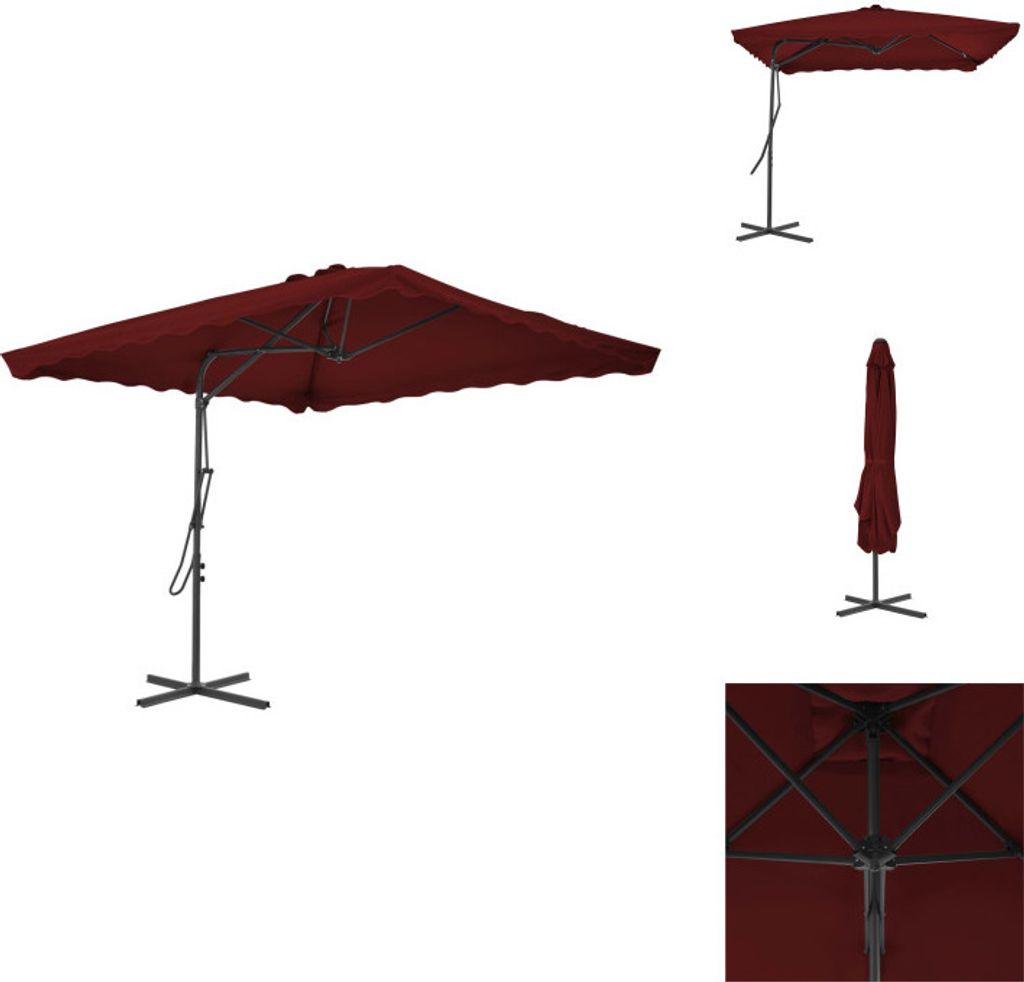 vidaXL Sonnenschirm mit Stahlmast Bordeauxrot 250x250x230 cm - Sonnenschirme & Sonnenschutze