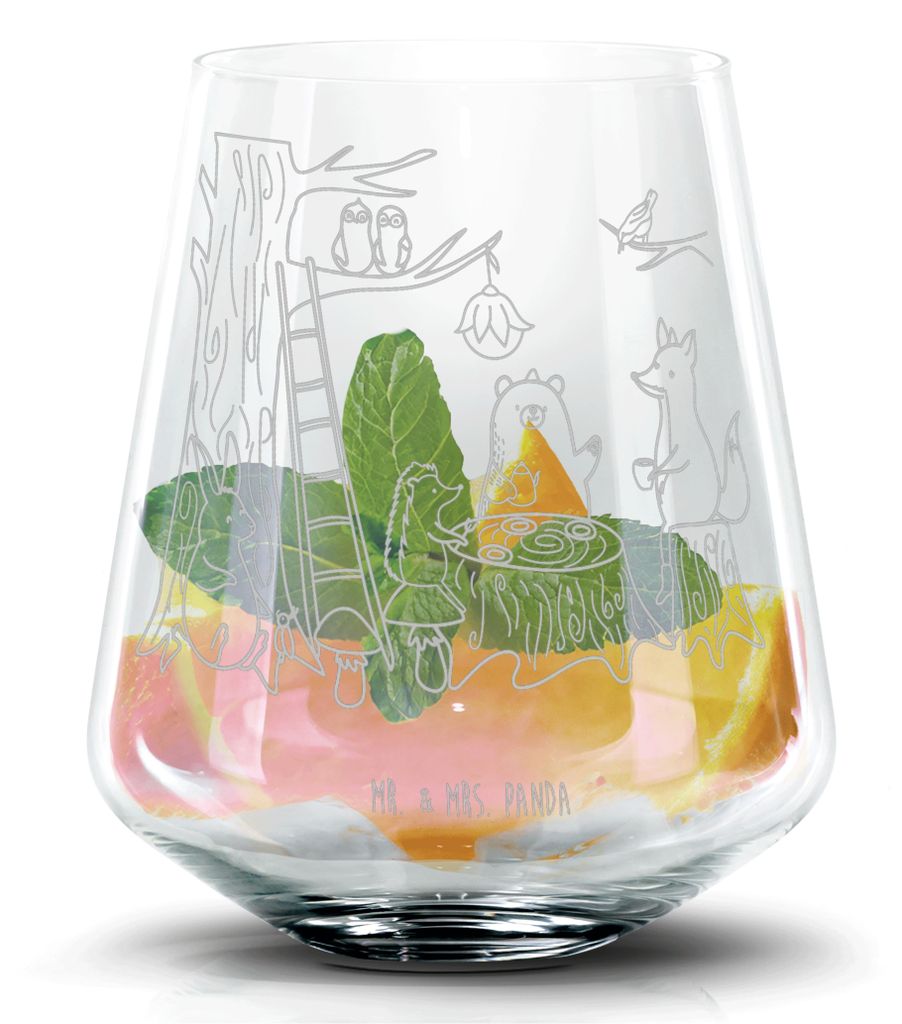 Mr. & Mrs. Panda Whiskyglas Waldtiere Picknick - Transparent - Geschenk, Wald, Trinkglas, Tumbler, Cocktail Glas, Fuchs, Collins, Lustige Sprüche,...