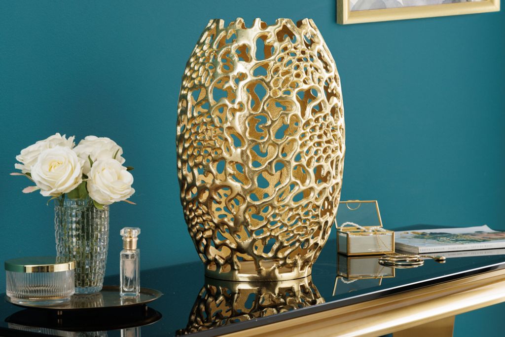 riess-ambiente Filigrane Design Vase ABSTRACT LEAF gold Produktbild 4