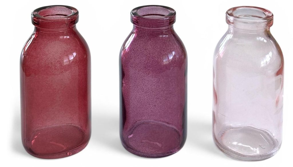 Glasvase 3er Set "Bottle klein" Ø 5 x 10,5cm | Glasflaschen Produktbild 