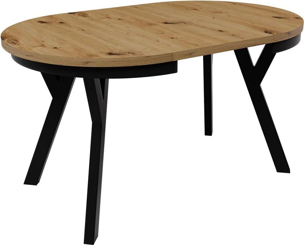Esstisch ARI Rund 90-190 cm Ausziehbar Eiche Artisan Holzoptik Metallbeine