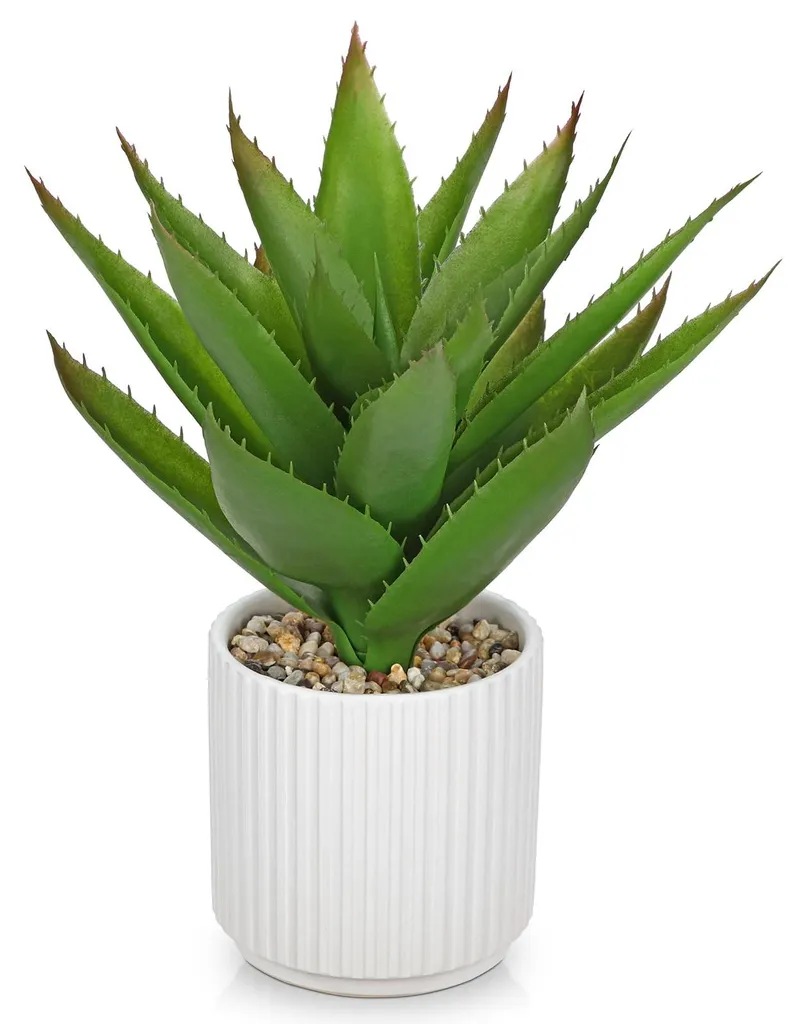 Agave artificiel 30 cm : plante verte en pot sans arrosage ni lumière