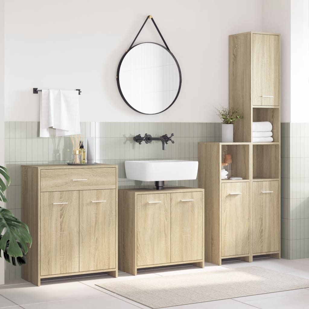 "2026 Aktion" 4-tlg. Badmöbel-Set - CLORIS - Badezimmerschrank - schlichte Design - Sonoma-Eiche Holzwerkstoff - NeuMöbel8937161