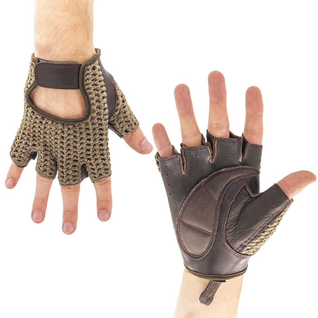 Autofahrer Handschuhe Retro Vintage Leder Braun