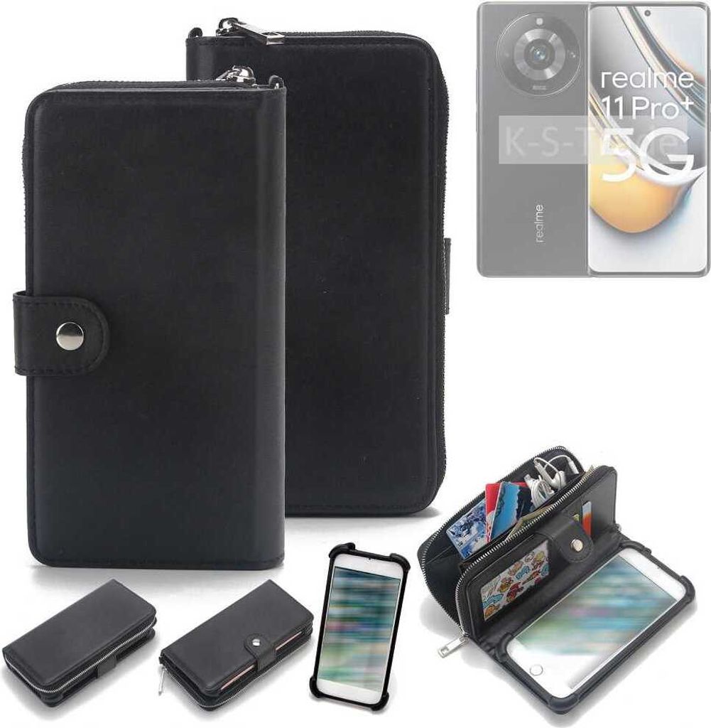K-S-Trade 2in1 Handyhülle Schutzhülle kompatibel mit Realme 11 Pro+ & Portemonnee Cover Handy Hülle Case Etui Geldbörse Wallet Bookstyle Hülle