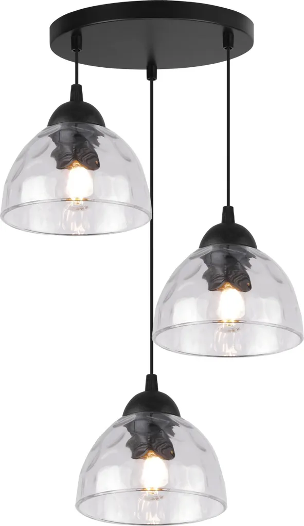 Lampada a sospensione Venice 3 luci vetro trasparente E27 per interni