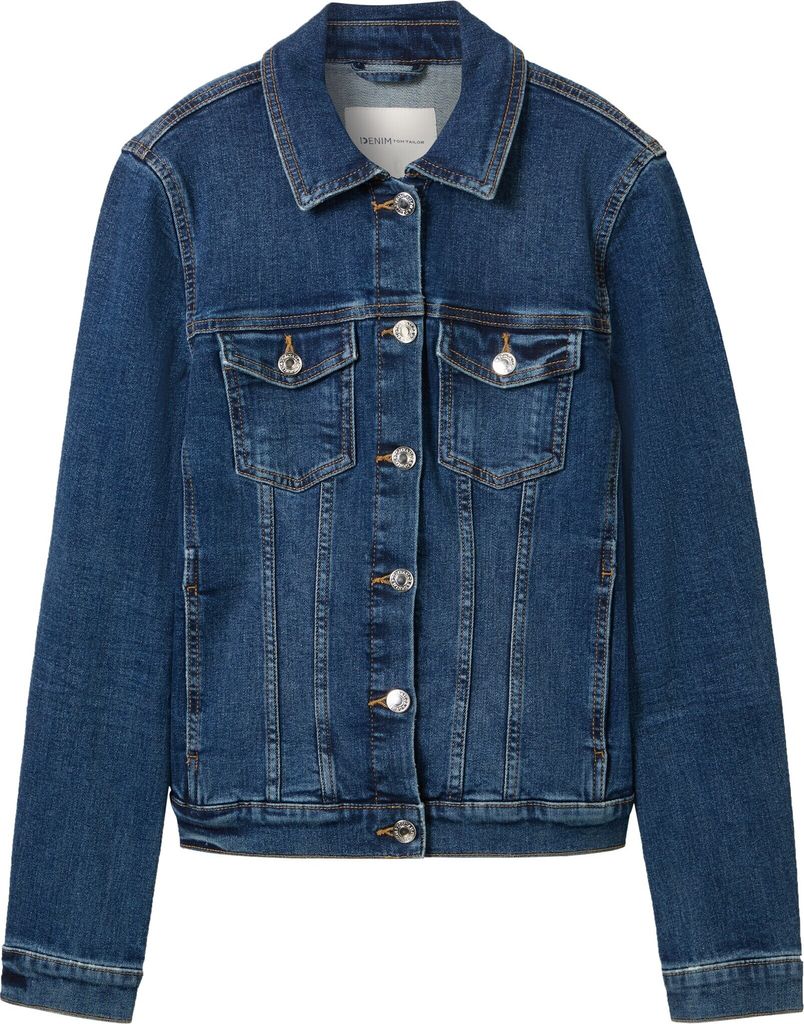 TOM TAILOR Jeans Jacke Regular Fit Denim Blouson mit Bio-Baumwolle Rinsed Design Größe: L