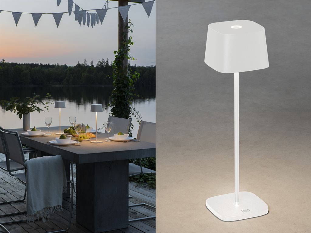 Konstsmide Akku-Tischleuchte Capri | weiß | Indoor/Outdoor Produktbild 