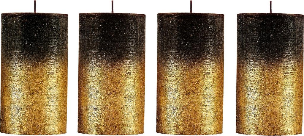 Rustykalne świece filarowe zestaw 4 - Czarne złoto 12cm 54h Zdjęcie produktu 
