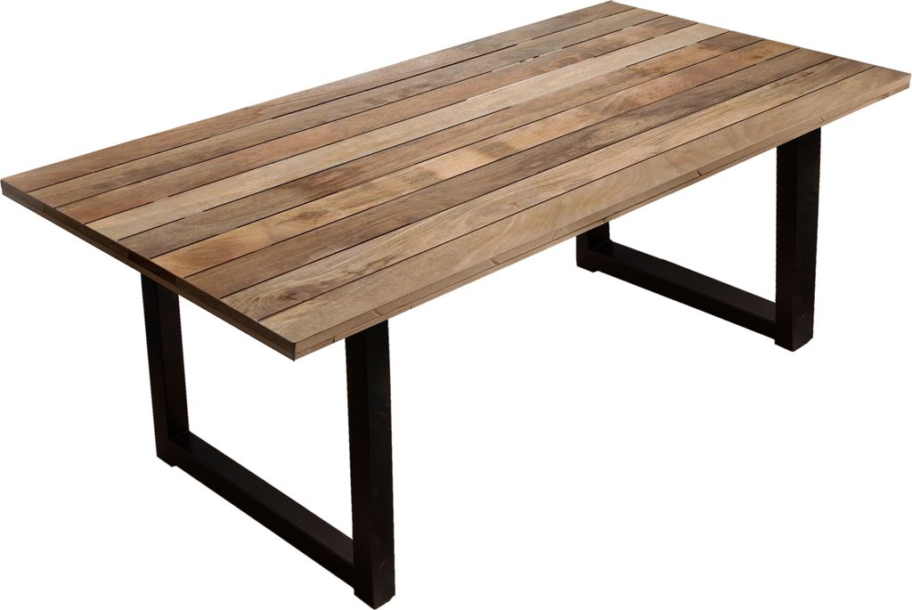 Möbilia Esstisch 160 x 90 cm | 43 mm Platte Mango natur | Gestell Metall antikschwarz | B 160 x T 90 x H 77 cm | 25020000 | Serie TISCH