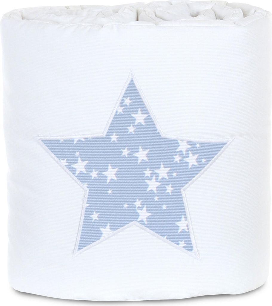 babybay Nestchen für Original, weiß Applikation Stern azurblau Sterne weiß