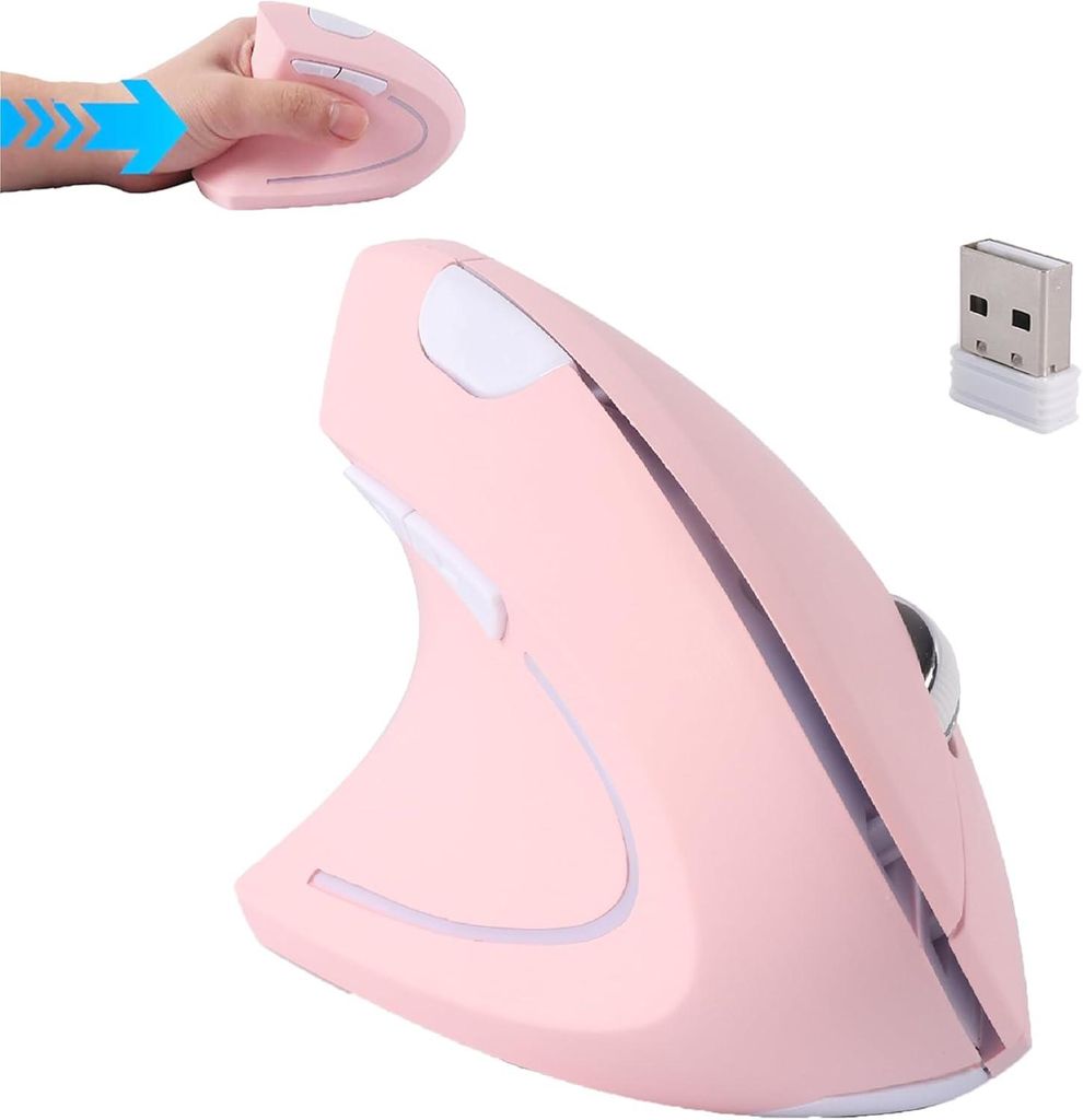 Maus, Ergonomische, Vertikale Leise Tragbare für Linkshänder mit 2,4-GHz-USB-Empfänger,Geschenk für Kinder Mädchen Frauen,Lindert Handgelenksc...