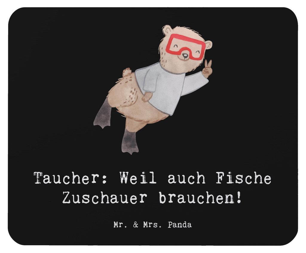 Mr. & Mrs. Panda Mouse Pad Tauchen Zuschauer - Schwarz - Geschenk, Sportler, Mousepad, Meerestiere, Fische, Freizeitaktivität, mauspad pc, laptop,...