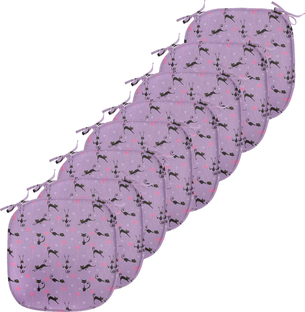 Coussin de Chaise Imperméable Lot de 8 Galettes 40cm à Motifs Chats