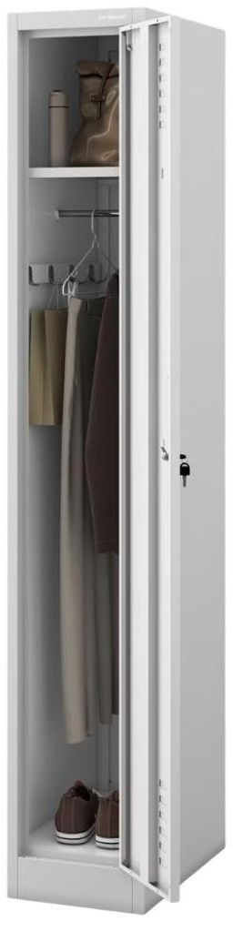 Umkleideschrank Spind KACPER 1 Abteil Etikettenhalter Lüftungsschlitze | Umkleidespind Metall Schließfachschrank Garderobenspind 180x30x50cm Grau