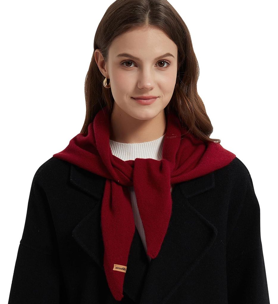 ACUSHLA 100% Wolle Dreieckstuch Damen, Strick Schal, Rot Produktbild 