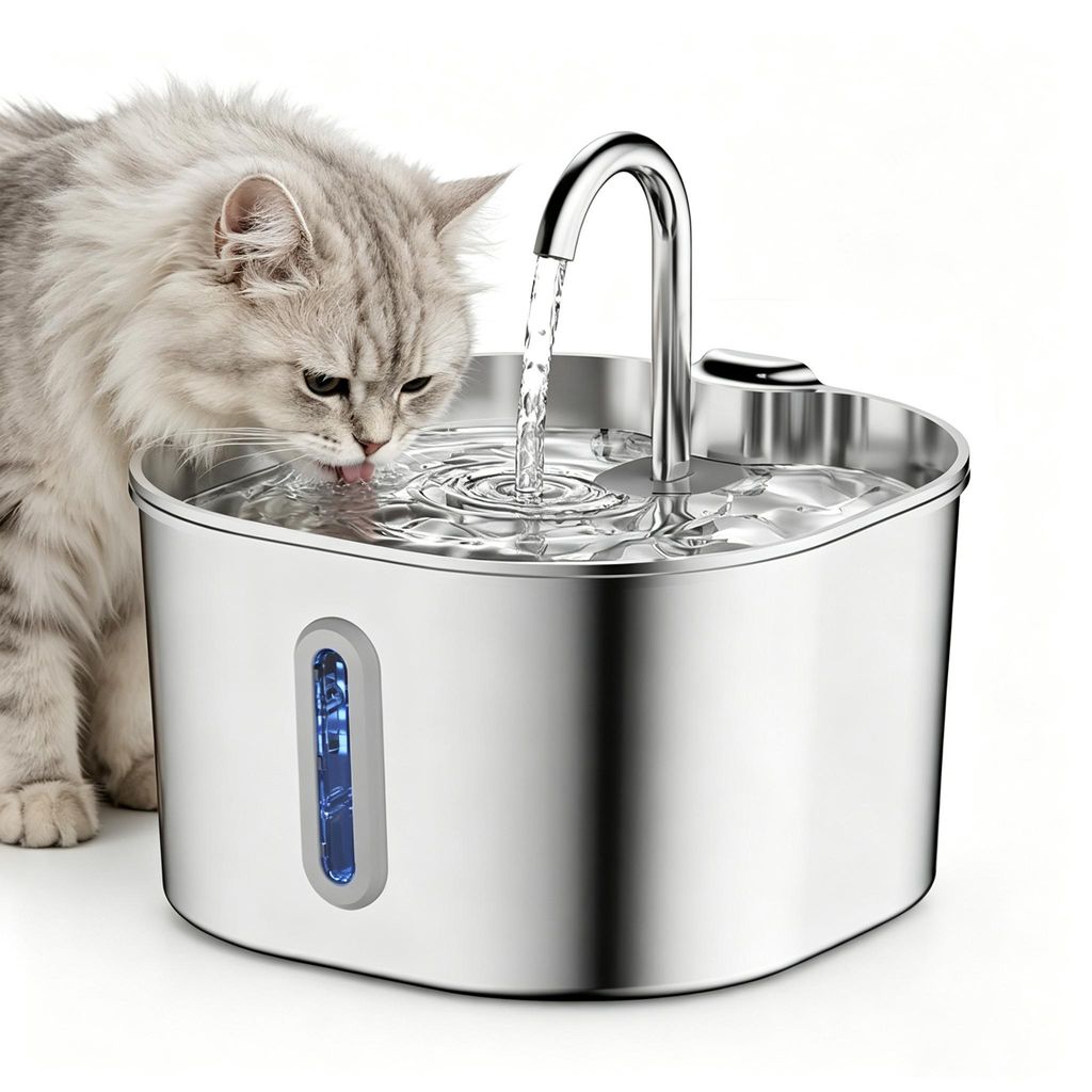 Katzenbrunnen Edelstahl Katzen Trinkbrunnen: Trinkbrunnen für Katze - 2.2L Katzenbrunnen für Katzen - Super Silent Wasserbrunnen für Hunde
