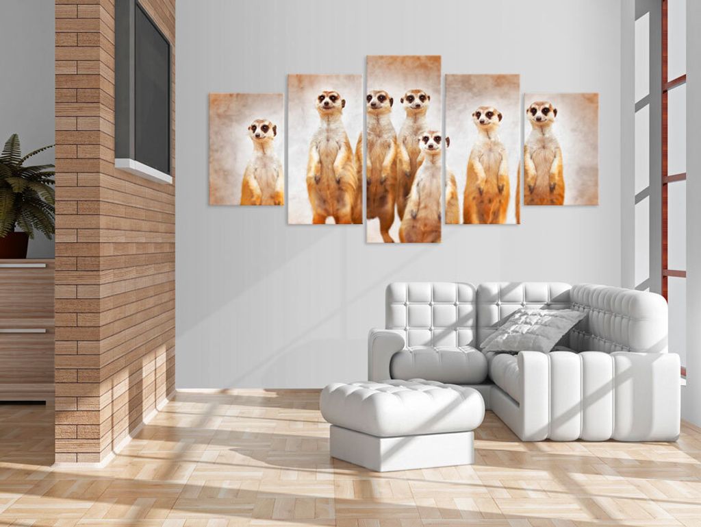 Akustikbild Tiere Afrika 200x100 cm Bilder Akustikschaum Hochleistungsschallabsorber Schallschutz Leinwand 5 tlg Wandbild Raumakustik Schalldämmun...