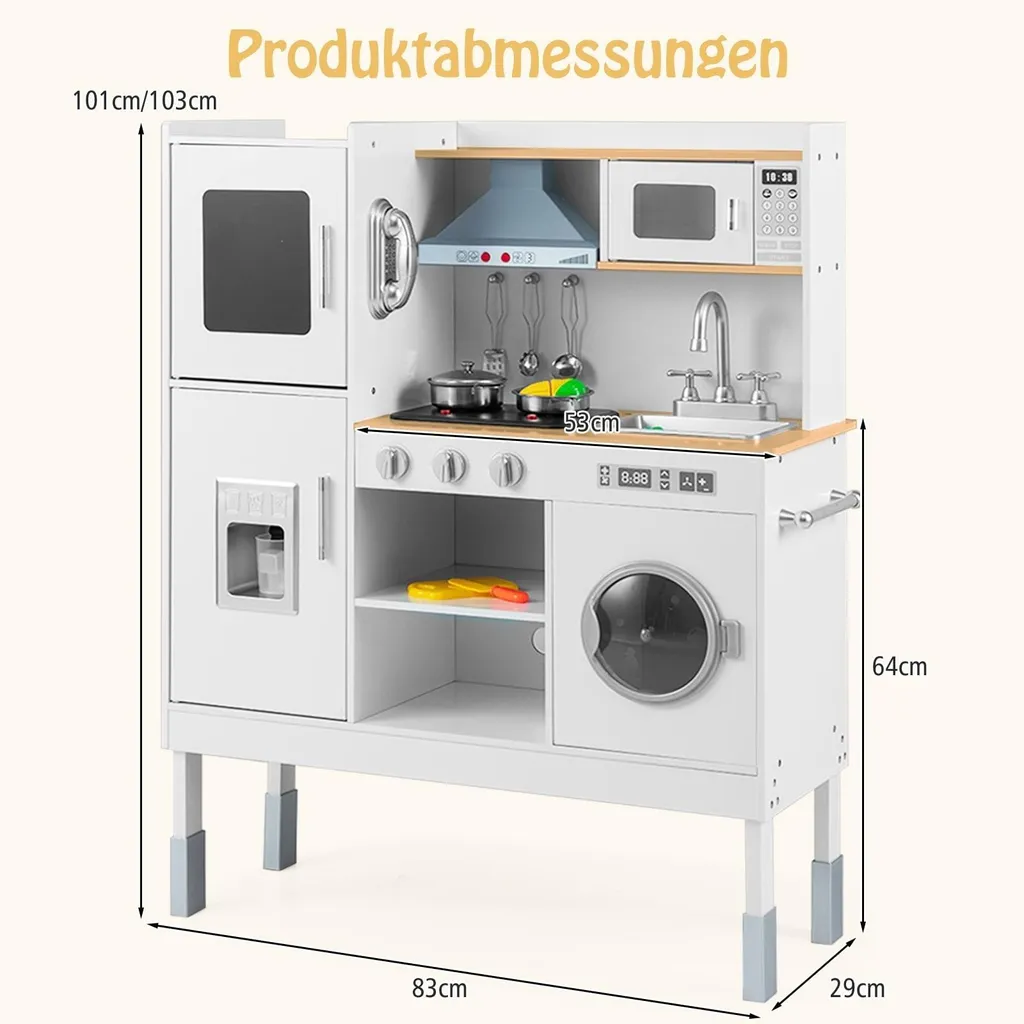 Cuisine bois enfant modèle Cook16 dotée de 16 accessoires ludiques en kit