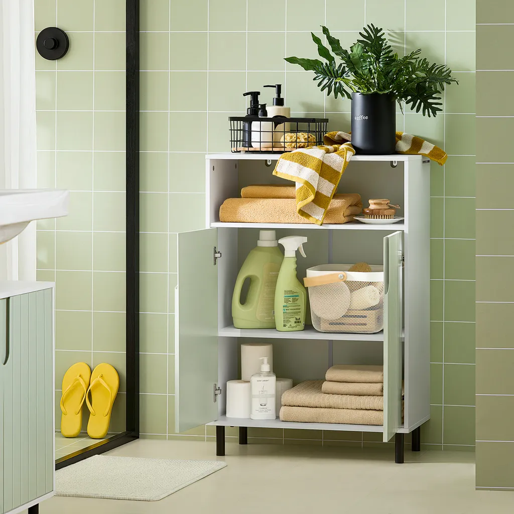 Armoire de Bain Midischrank Bicolore Blanc et Vert Finition Résistante - 3