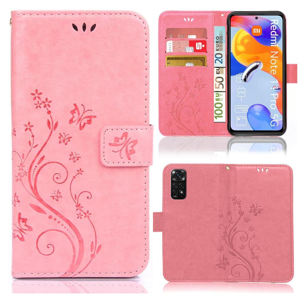 Handy Tasche für Xiaomi Redmi Note 11 Pro / 11 Pro 5G Schutz Hülle Handyhülle mit Blumenmuster Klapp Hülle mit Standfunktion und Kartenfächer ...
