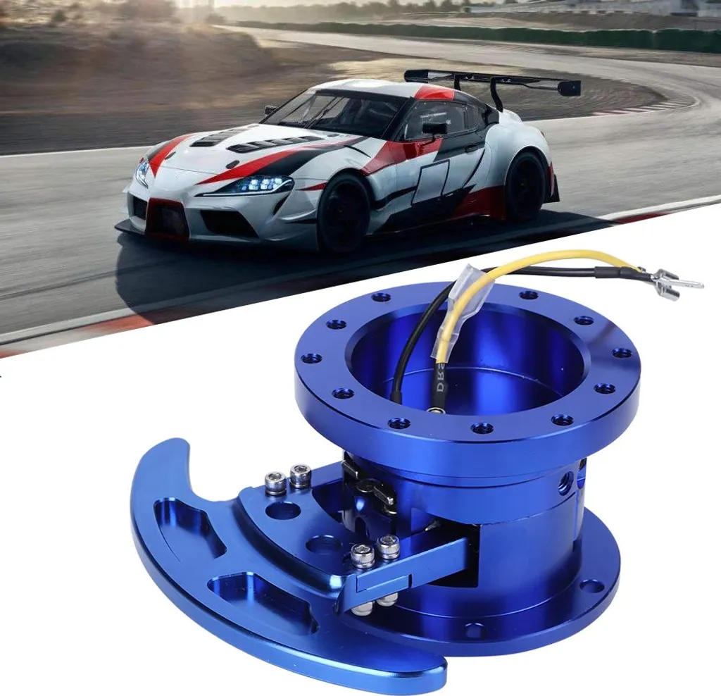Adaptateur amovible volant Quick Release Tilt Flipped Racing bleu anodisé
