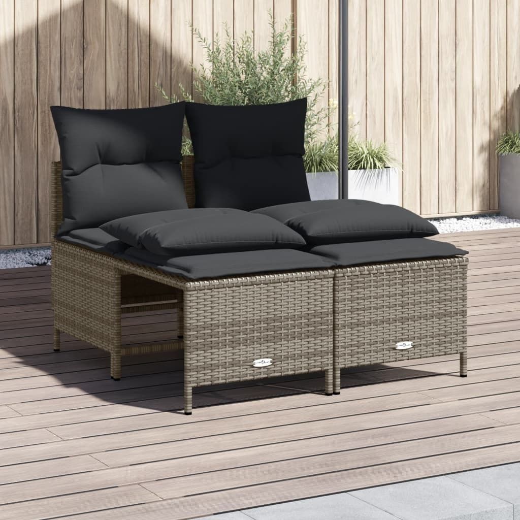 Maison Exclusive - 4-tlg. Garten-Sofagarnitur mit Kissen Grau Poly Rattan