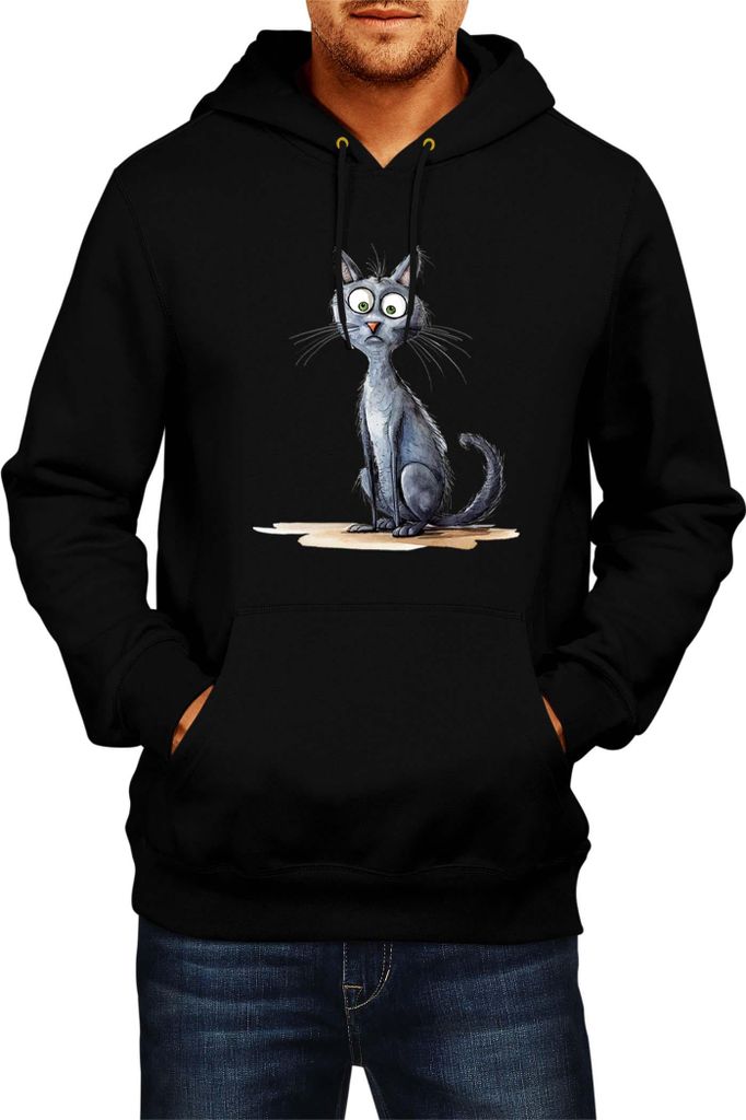 Herren Kapuzenpullover Funny Cats Breeds Korat Cat, Man L / Schwarz