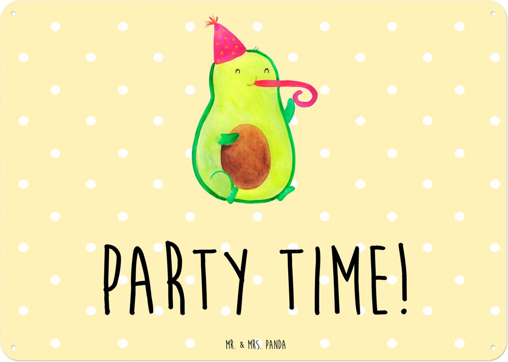Mr. & Mrs. Panda Schild Avocado Party Zeit DIN A3 - Gelb Pastell - Geschenk, Feier, Bestanden, Happy Birthday, Geburtstag, Wandbild, Türschild, ta...