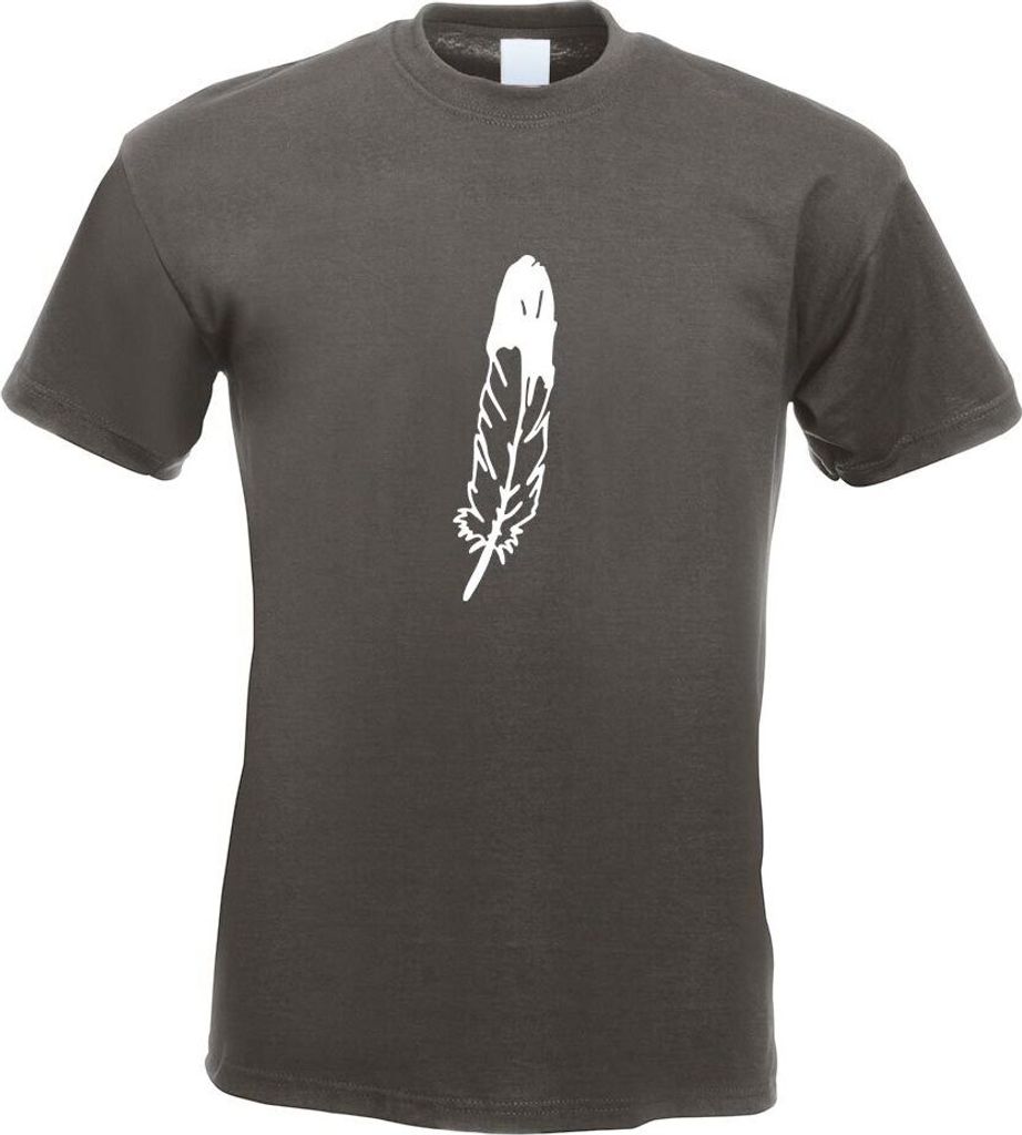 Kiwistar - T-Shirt - Graphit - Feder Feather Vogel Bird Motiv Bedruckt Funshirt Design Print - mit Motiv Bedruckt - Funshirt Design - Sport - Freiz...