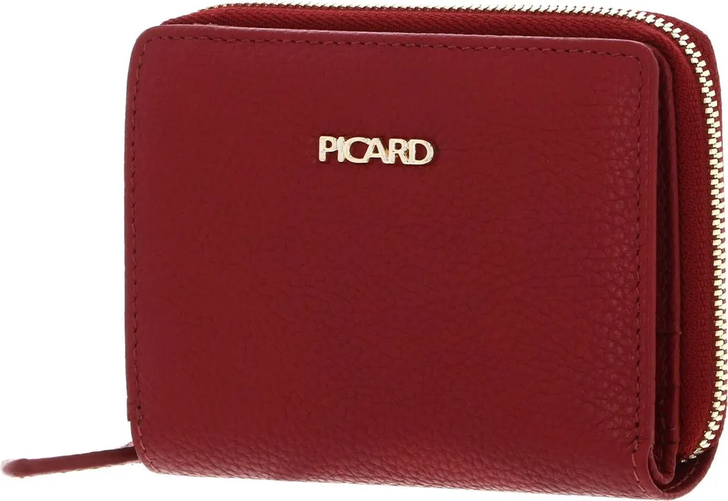 Porte-monnaie Picard Java 1 Lipstick rouge foncé en cuir de qualité
