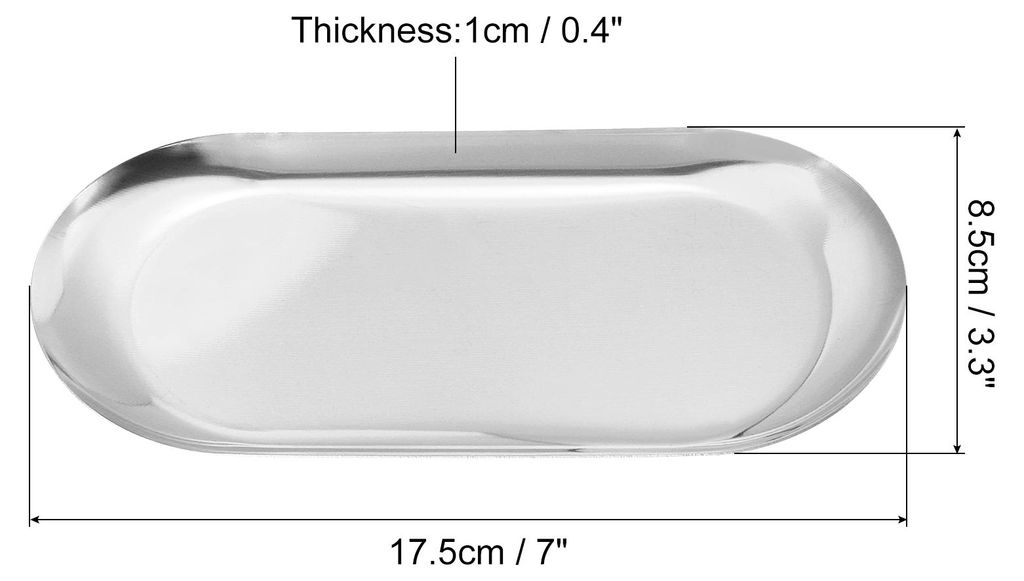 4Stk Edelstahl Dekorative Schalen Badezimmer Ablagen Makeup Kosmetik Schalen Klein Servierplatten fš¹r Kerzen Dessert Tablett(Silber 7 x 3.3")