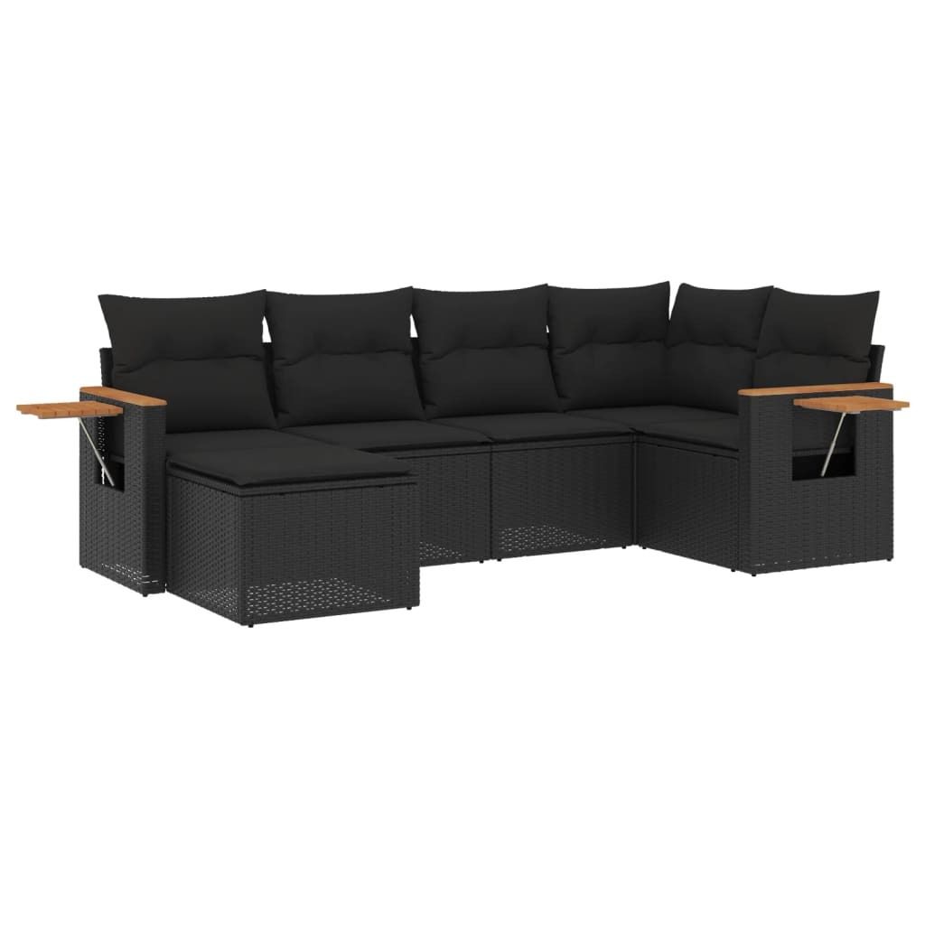 "WINTER SALE" 6-tlg. Garten-Lounge-Set - elegantes Design - Sitzgruppe/Gartengarnitur - mit Kissen Schwarz Poly Rattan - Terassenmöbel NeuMöbel94...