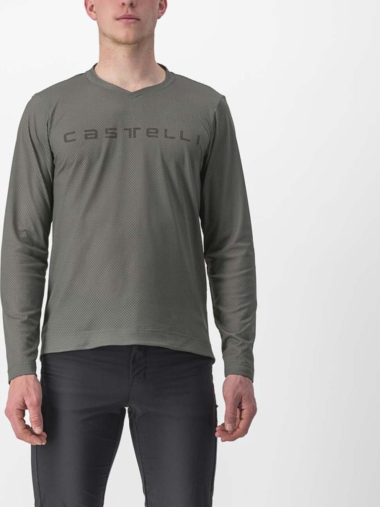 CASTELLI Langarm Fahrradtrikot für den Sommer - TRAIL TECH 2 - Grau 2XL