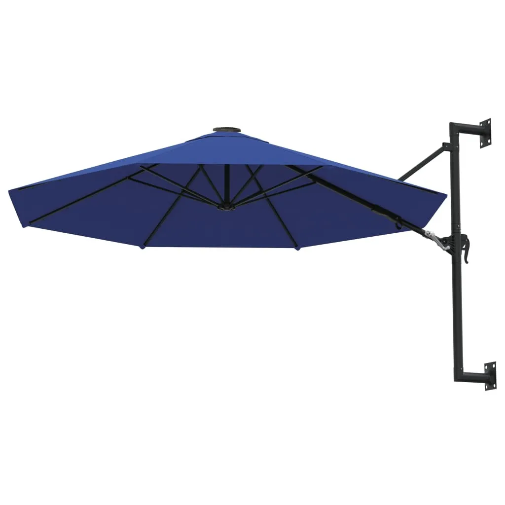 vidaXL Ombrellone da parete con asta in metallo 300 cm blu