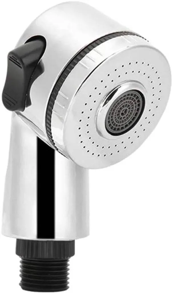 Pommeau de douche haute pression vert avec trappe d'accès et flexible