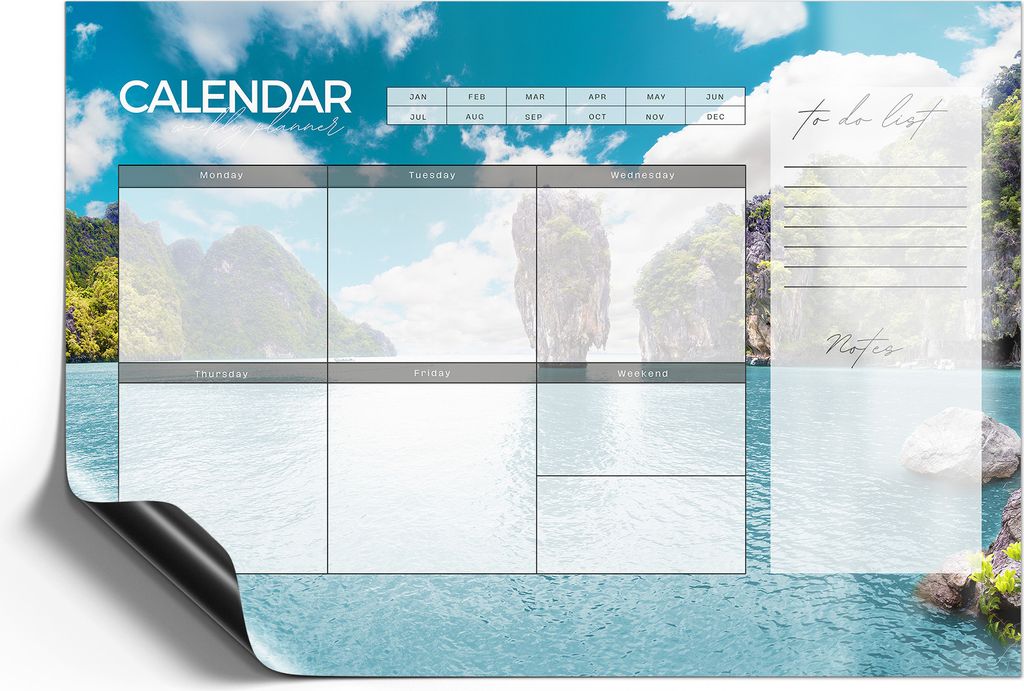 DEQORI Magnetmatte Universal 30x21 cm (A4) 'W-Planer 2 Asien (EN)' Magnetfolie Kalender Planer