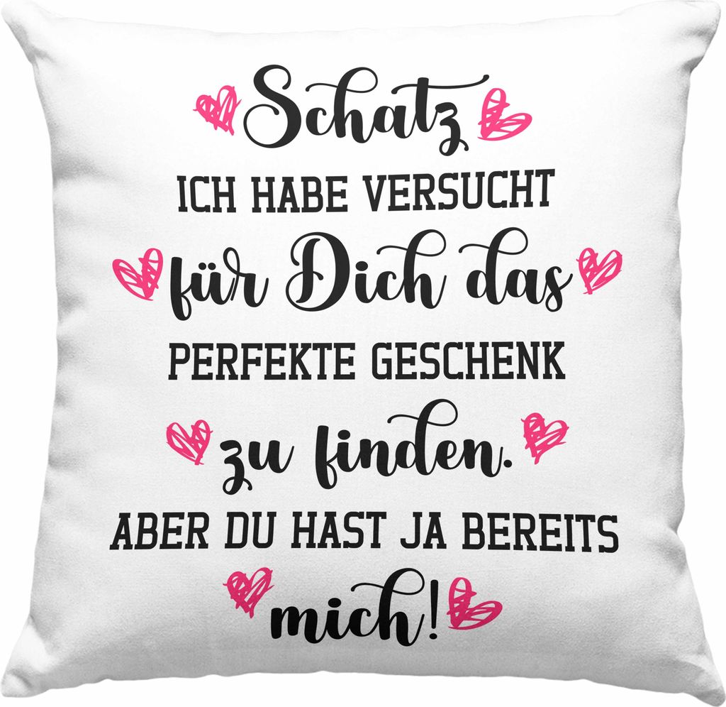 Trendation - Freundin Geschenk Deko-Kissen mit Füllung 40x40 Liebe Paare Valentinstag Valentinstaggeschenk Freund Schatz (Grau)