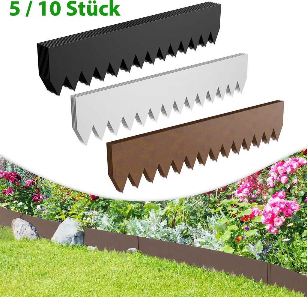 Bordure de Jardin Métallique 10m x 20cm, Idéal pour Cour, Ferme et Allée