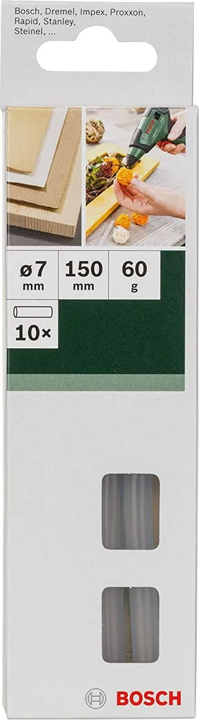 Stick Colla Caldo Bosch 7mm Legno e Pelle | Ideale per Decorazioni