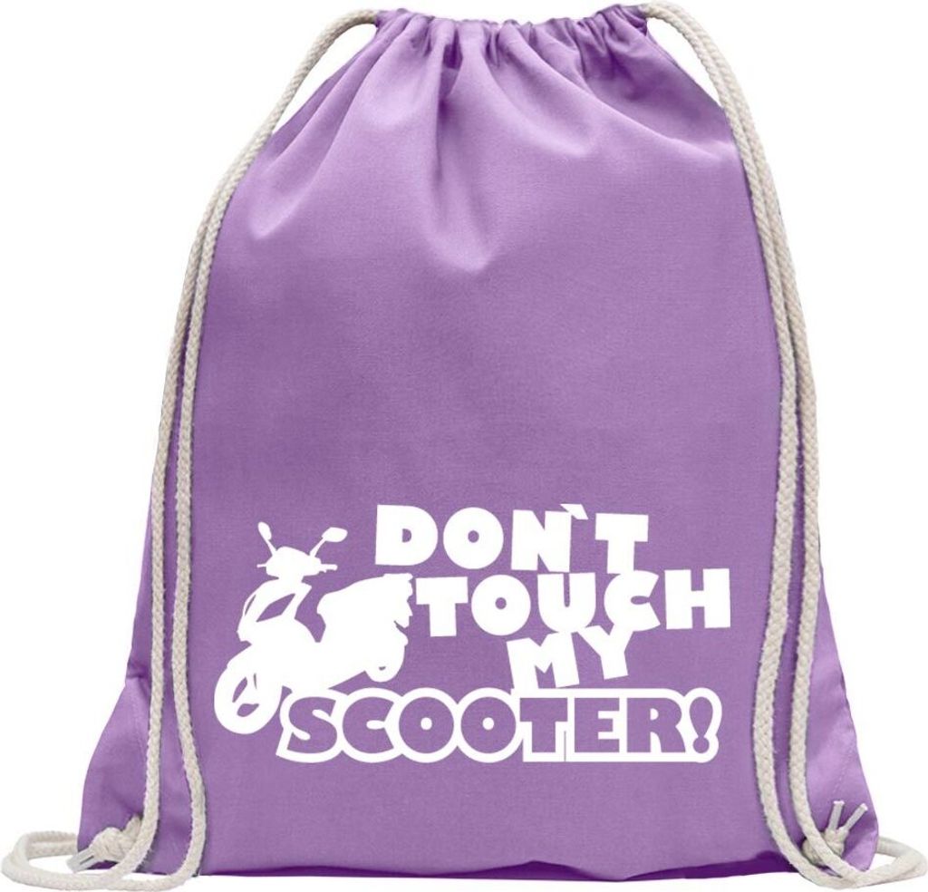 Kiwistar - Turnbeutel - lavendel - Dont touch Scooter Design 3 - Fun Rucksack Sport Beutel Gymsack Baumwolle mit Ziehgurt
