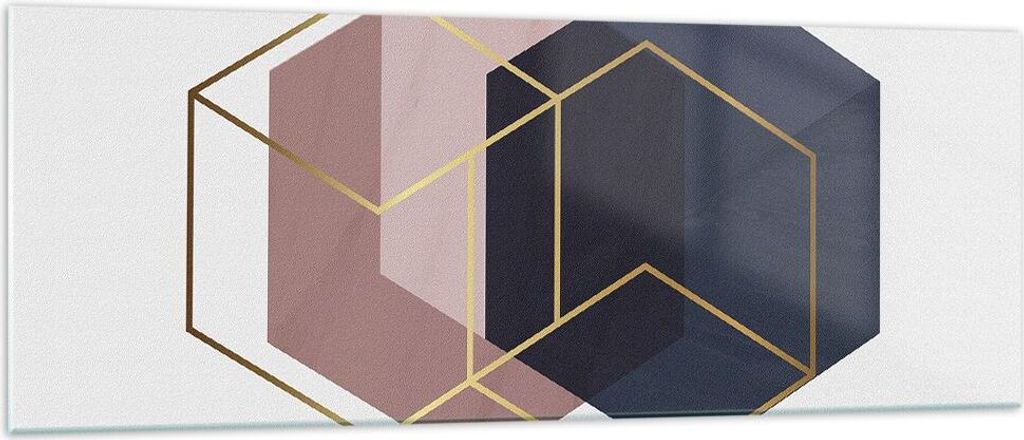 Bilder auf glas - Einteilig - Sechsecke Modern Gold - Produktbild 